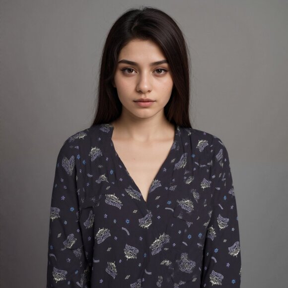 Women's Pixar Monsters Inc Blouse Quarter Placket Elbow Sleeve Sz 16 - Picture 1 of 5